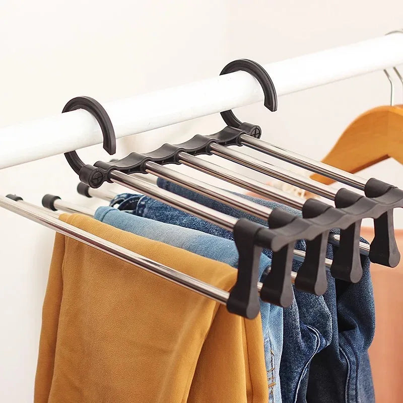 Multifunctional Household Space Saving Pants Hanger Folding Trouser Rack Magic Plastic Jeans Flessible Hanger Rack