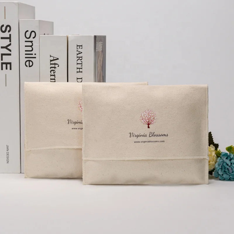Wholesale Customized Cotton Envelope Pouch Bag with Accoutrement for Craft Sticker Use for Personalized Packing Envelope Bags