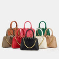 French Premium PU Women's Bohemian Zipper Rivet Portable Single Shoulder Handheld Crossbody Studded Shell Bag