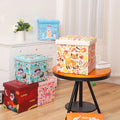 Household Ottoman Leather Storage Bench Children Foldable Storage Stool Ottoman