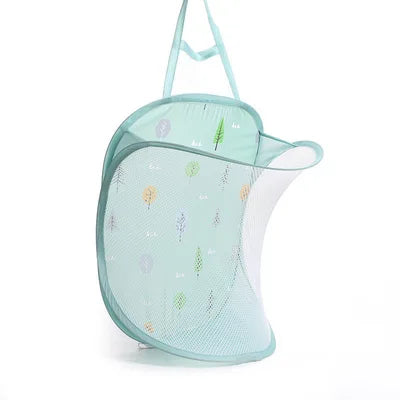 Wall Hanging Laundry Basket Bathroom Laundry Basket Fine Mesh Laundry Basket Mesh Foldable Clothes Bag Folding Laundry Basket