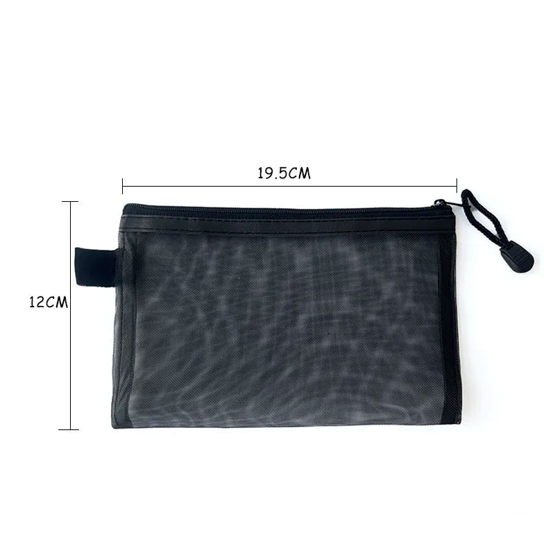 Makeup Cosmetic Bag Packing Pen Pencil Black Small Zipper Nylon Mesh Zipper Pouch Bag for Promotion Gift