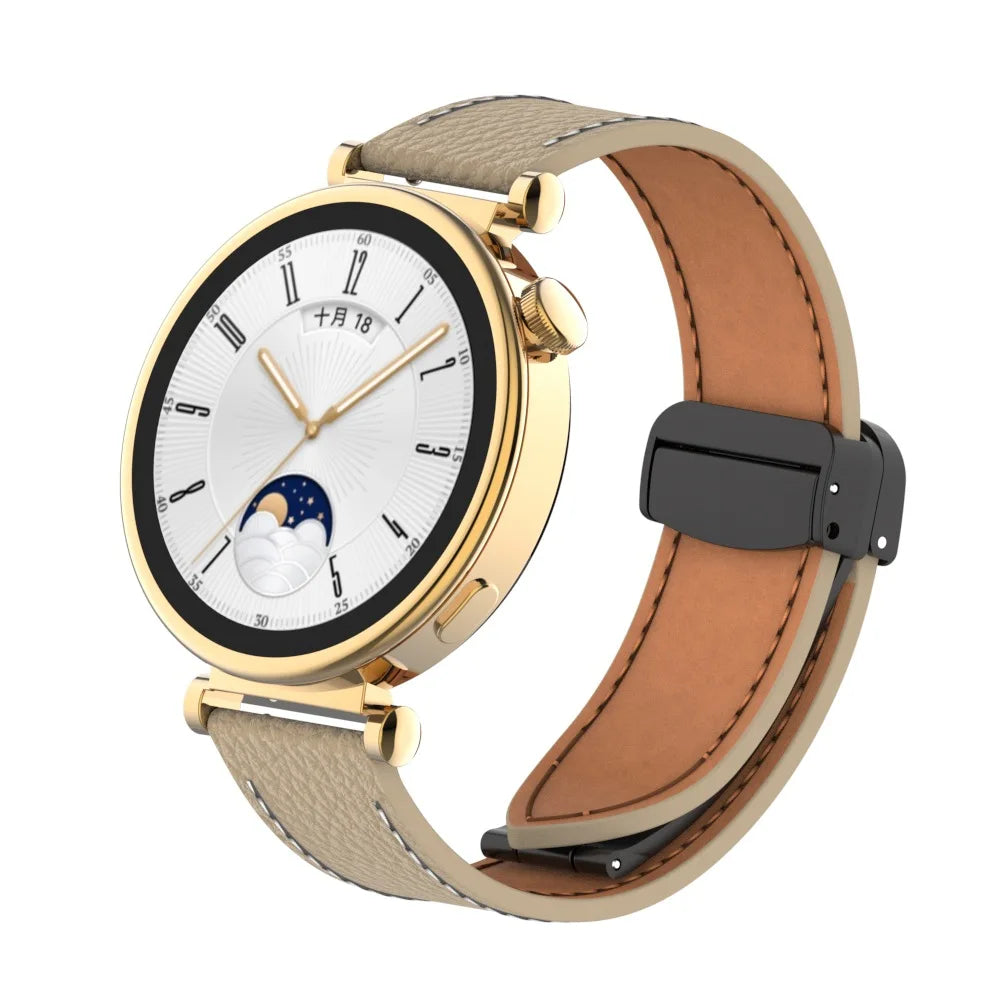Win-Win Pebbled Magnetic Leather Strap for Huawei Watch Gt 4 41mm Smart Watch Sport Watch Band Bracelet