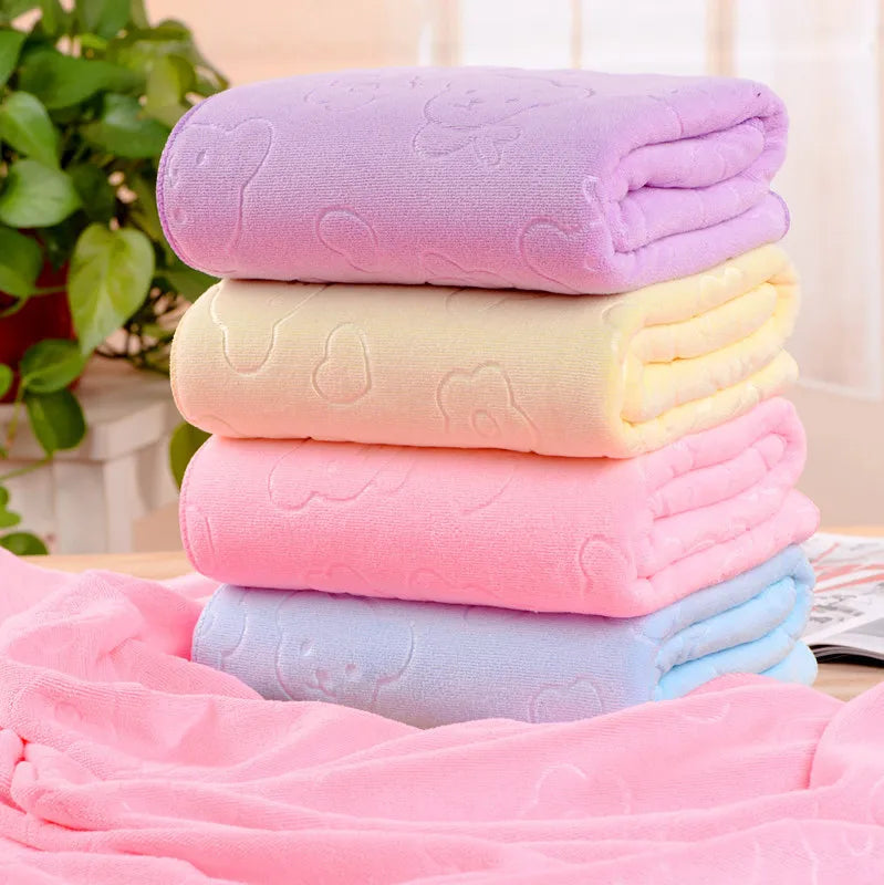 Soft Household Bath Towel Microfiber Embossed Bear Bath Towel Cartoon Adult Beach Towel Wholesale