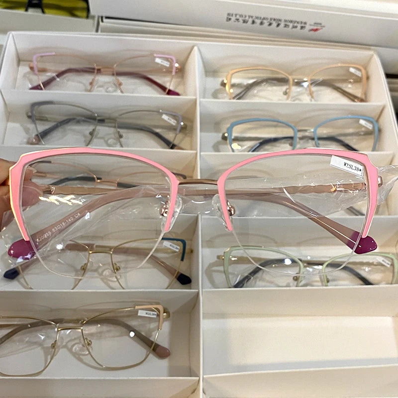 Newest Manufactures Photochromic Metal Cat Eye Frame Prescription Eyeglasses Optical Frame for Women 2023 Fashion
