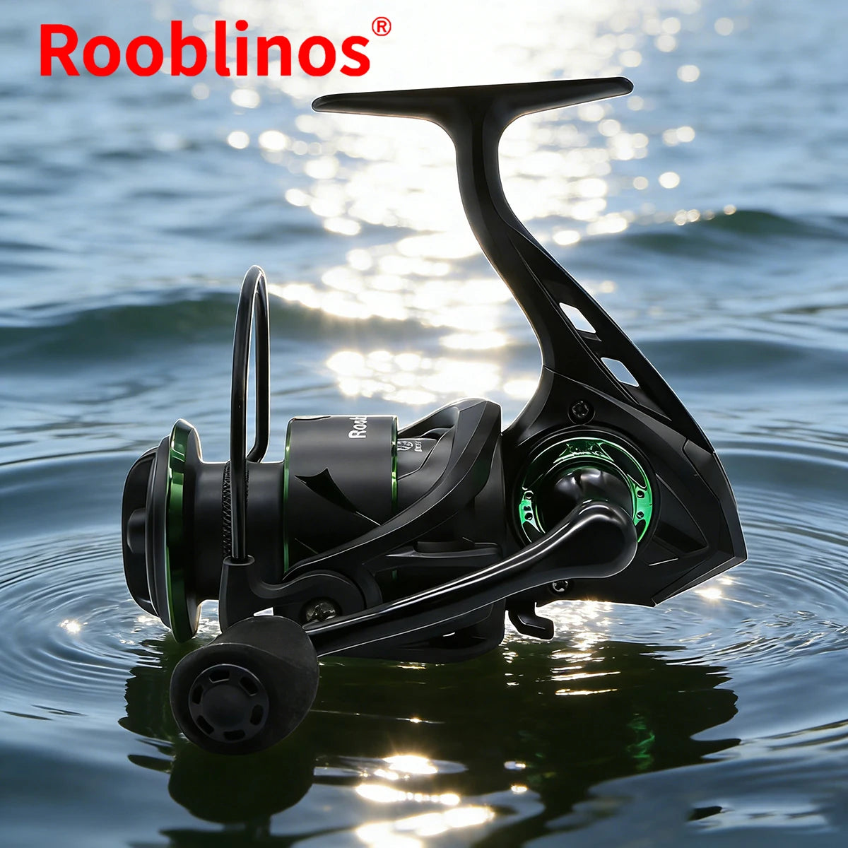 [Germany Stock] Rooblinos RF Left Hand Spinning Reel 5.2:1 Gear Ratio Nylon Body for Stream Lake & Bait Fishing