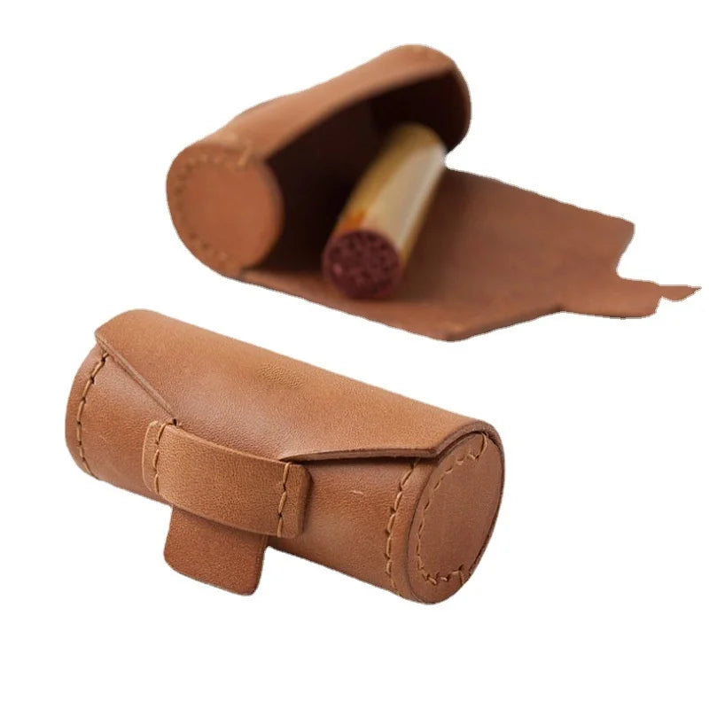 Cross-Border Spot Mini Portable Lipstick Leather Case Cylindrical Stereo Cosmetics Bag Gift Packaging & Printing Product