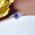 Good Price Wholesale Wedding 925 Sterling Silver Oval Cut Classic Party Natural Sapphire Women Vintage Rings