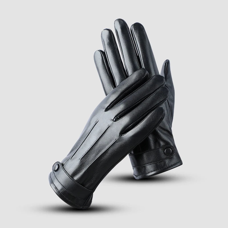 Fashion Girls Motorcycle Driving Touch Screen Women Winter Thermal Faux Leather Pu Gloves