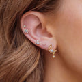 925 Silver Needle Gold-Plated Stud Earrings Romantic Star Moon Butterfly Zircon Sweet Earrings Set for Women