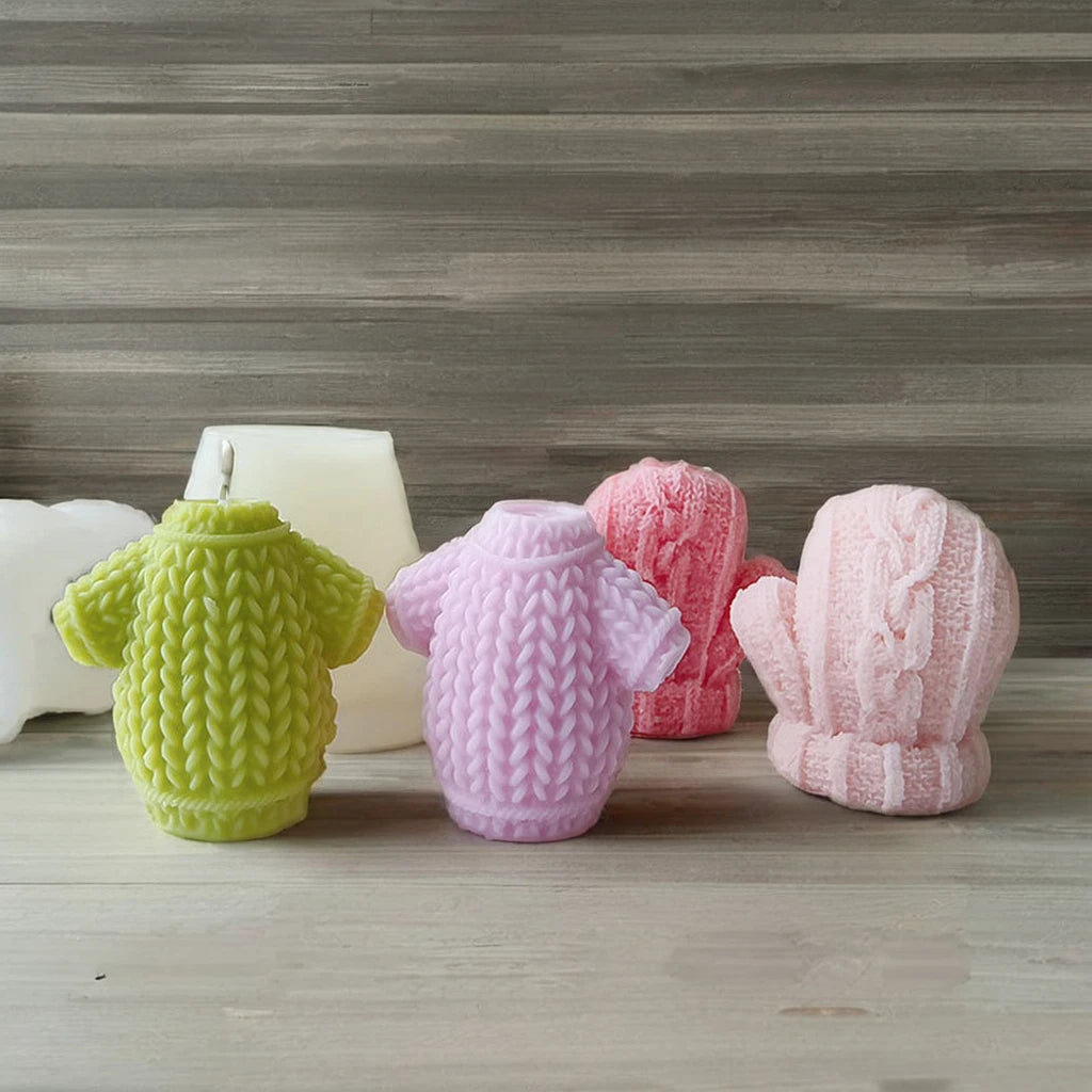 3d Knitted Sweater Woolen Gloves Candle Making Silicone Moulds Diy Handmade Aromatherapy Soap Mold for Christmas Gift