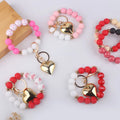 New Design Heart-Shaped Silicone Beaded Wrist Bracelets Valentine's Day Gift with Doll Pattern Rechargeable PU Bangle Keychain