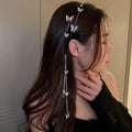 Bling CZ Diamond Hair Hoop Women Hairwear Jewelry Hairbands Accessories Long Tassel Butterfly Headband