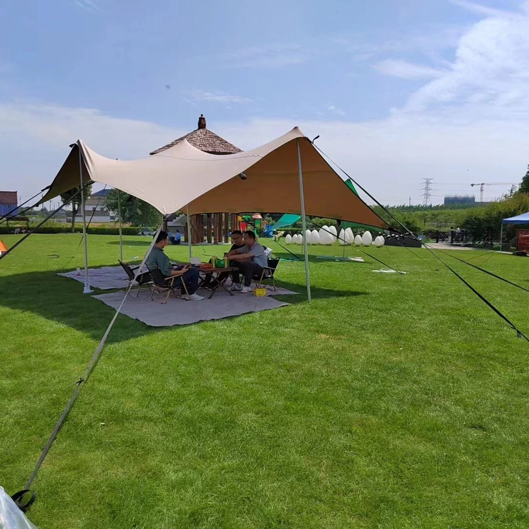 4*6m Stretch Sun Shade Shelter UPF50+ with Thick Aluminum Poles