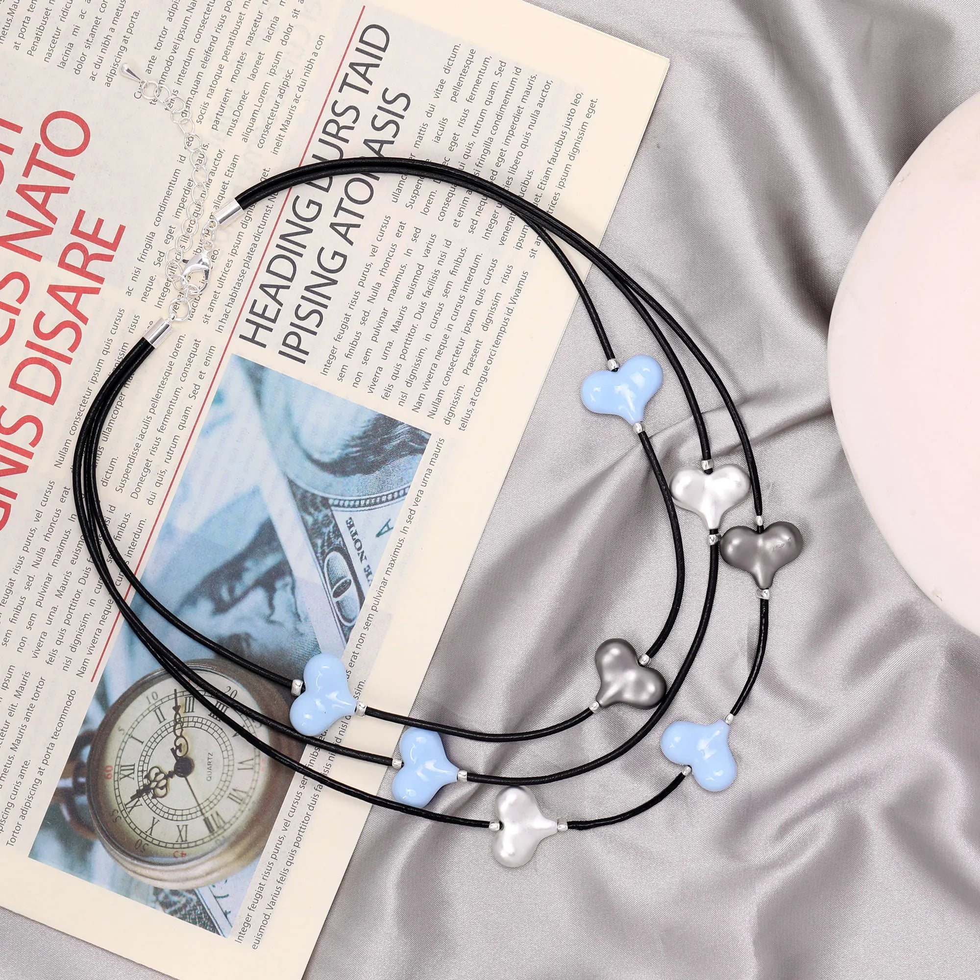 TongLing European Multilayer Acrylic Fashion Jewelry Necklaces Dainty Choker Heart Necklace