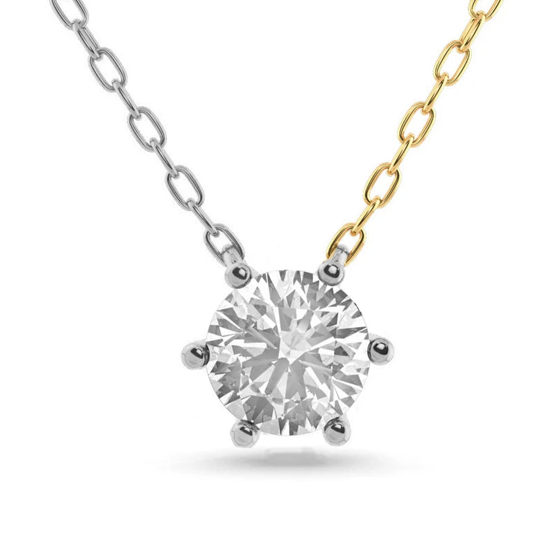 925 Sterling Silver Women Jewelry Gold Plated Jewelry Six Prong CZ Mossanite Diamond Pendant Necklace