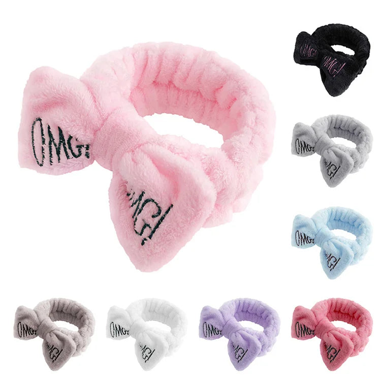 Ladies Spa Sport Headband Yoga Cosmetic Bath Hairband with Ears Made of Polyester Towel Fabric for Sports and Spa Use
