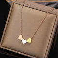Luxury Non Tarnish Rose Silver 18K Gold Plated Stainless Steel Women Three Heart Pendant Necklace Jewelry