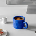Klein Blue Ceramic Mug with Lid Splash Ink Ceramic Water Cup Breakfast Milk Coffee Cup