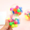 Stress Ball Bead Squishies Slime Soft Squeeze Toy Bouncing Stress Balls Water TPR Grape Pull Stretch Relief Mesh Squishy Ball