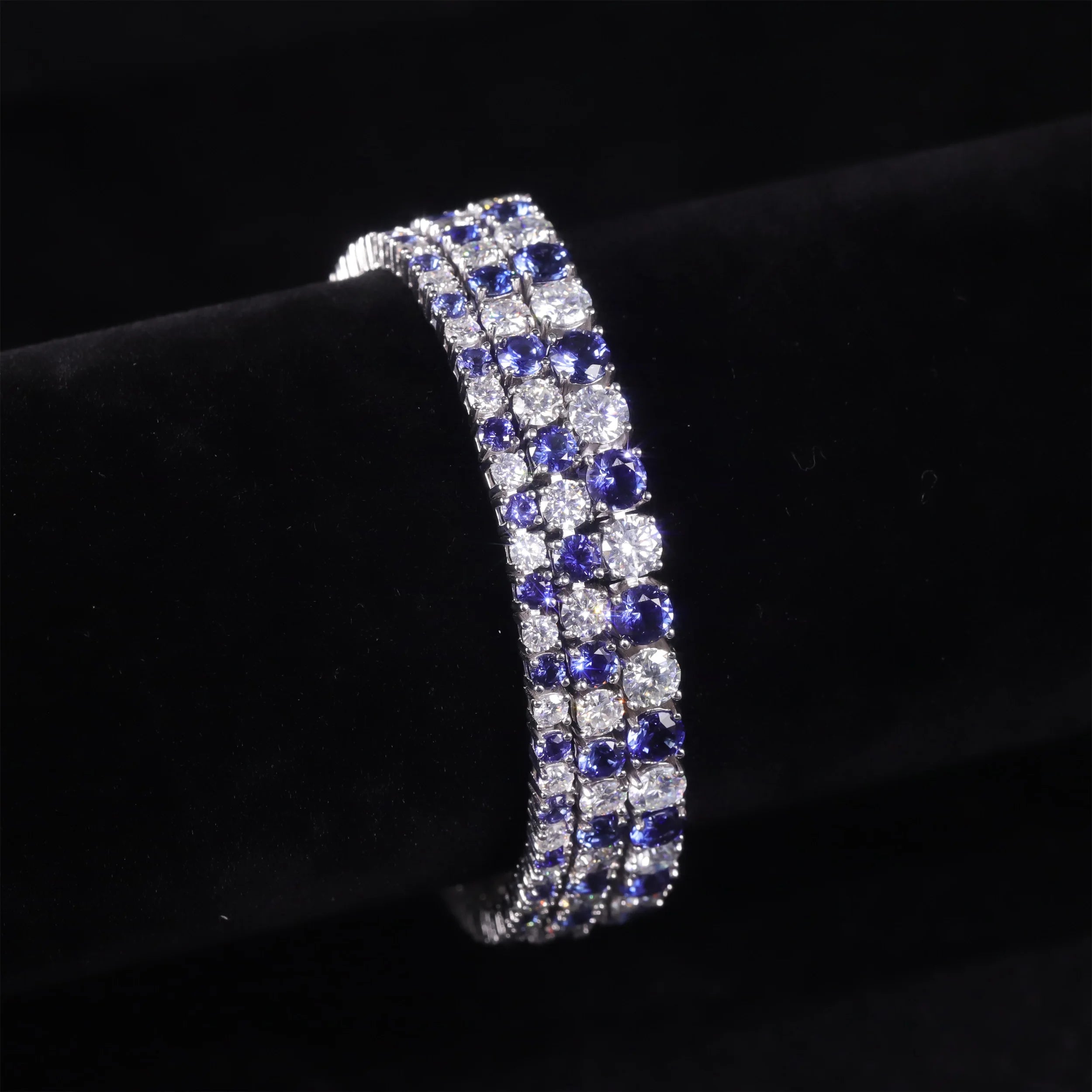 Abiding Customization 3mm 4mm 5mm 6.5IN 7IN 7.5IN 925 Silver Bracelets Lab Grown Sapphire & Moissanite Diamond Tennis Bracelet