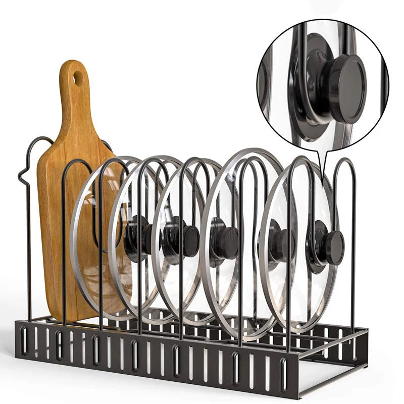 Adjustable Kitchen Cabinet Wire Shelf Expandable Iron Metal Cookware Pots and Pans Storage Holder Organizer Rack