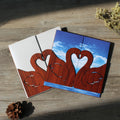 Wholesale Laser Cut Mandarin Duck Pattern Blank Printing Wooden Wedding Invitation Card Tri-fold Card Wooden Crafts