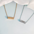 Customized Couple Name Engraved Stainless Steel Necklace 17mm Bar Pendant Chain Valentine's
