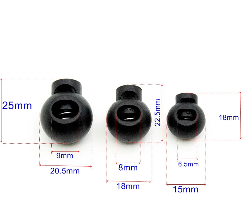 Wholesale Adjustable Single Hole Black Round Ball Plastic Spring Stopper Cord Lock Rope Toggle