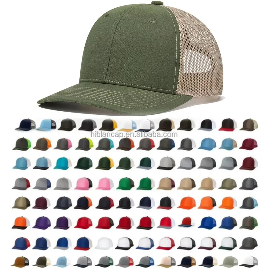 High Quality Custom Embroidery logo Richardson 112 Gorras Mesh Blank Snapback Plain Mesh Trucker Hats Sports Caps