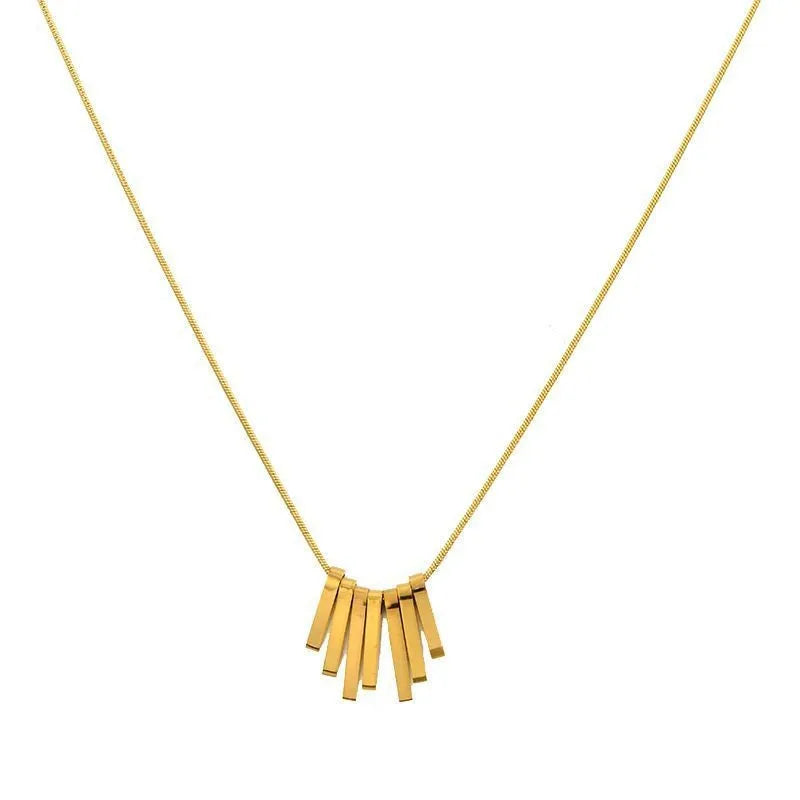 OEM Colares Para Mulheres Women Stainless Steel 7 Pendent Fan Necklace
