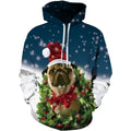 Fitspi Wholesale Custom Cute 3d Santa Print Christmas Kangaroo Pocket Sweatshirt Hoodies Pullover