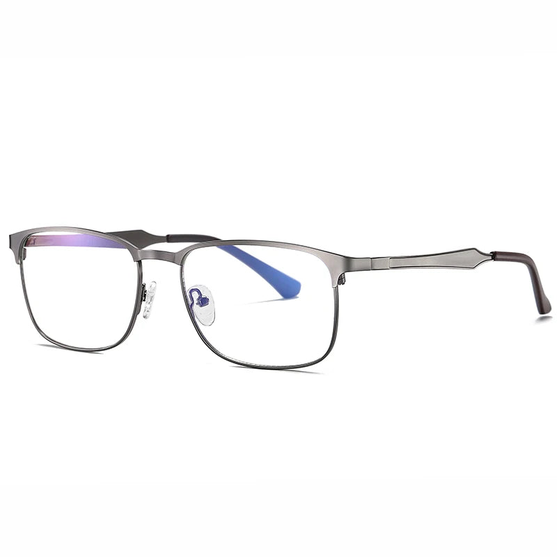 Square Classic Metal Full-Rim Optical Glasses for Men Anti-Blue Light Lightweight CE Ready Stock
