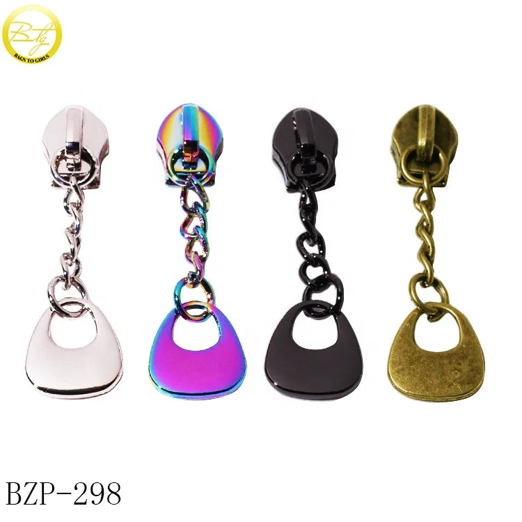 Hot Selling Bag Hardware Custom Metal Zipper Puller Luggage Rainbow Accessory Branded Metal Slider Charms