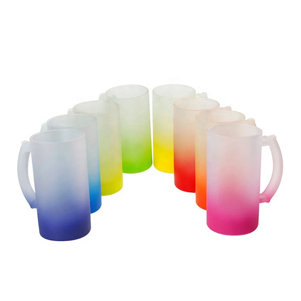 Wholesale 16oz Customize Sublimation Frosted Gradient Glass Beer Mug for Christmas/Business/Party/Wedding Use