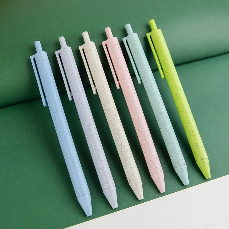 Hot selling environmentally friendly biodegradable wheat straw pen press ballpoint pen office promotion gift printing logo