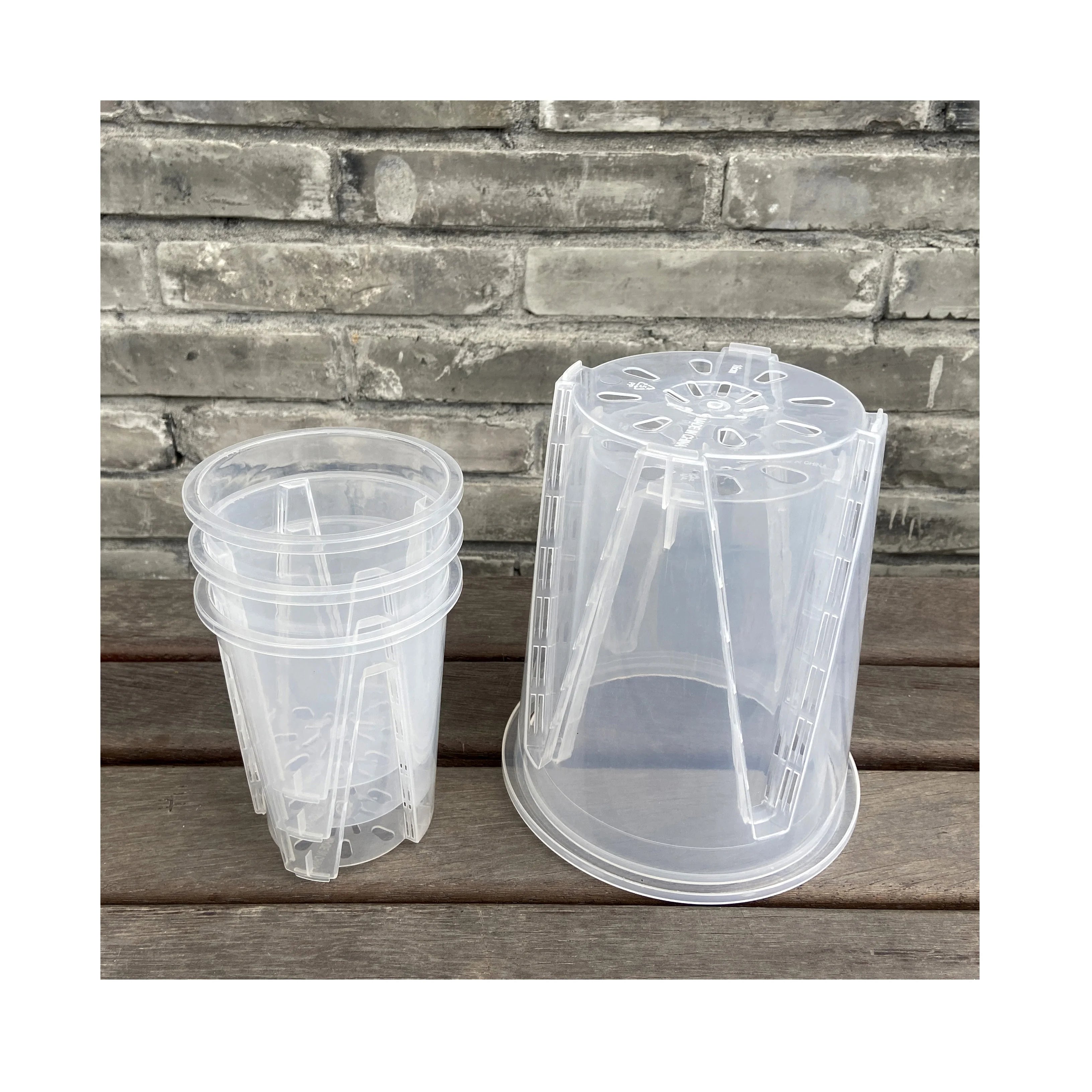 Factory Direct 3.5 4 5.5 7 8 9.5 Inch Tall Thick Plastic Clear Transparent Round Orchids Root Control Slit Garden Plant Pot