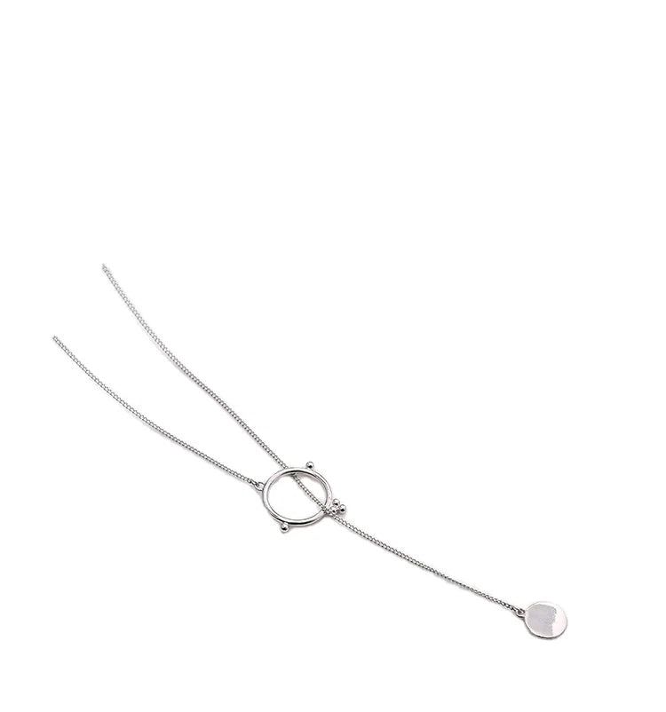 Wholesale New Fashion 925 Silver Circular Wafer Pendant Necklace Rhodium Plated Link Chain for Women's Engagement Wedding Gift