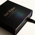 HB Luxury Brand Flap Jewelry Boxes 9.5x9.3x3.5cm Ribbon Cardboard Foil Logo Rigid 2mm Thick UV Embossing Stamping Eco-Friendly