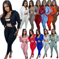 Custom Slim Women Sweatsuit Set Tracksuit Zip up Fall Jogging Hoodie Set Women Three Piece Pants Sets Solid Joggers Pants Suits