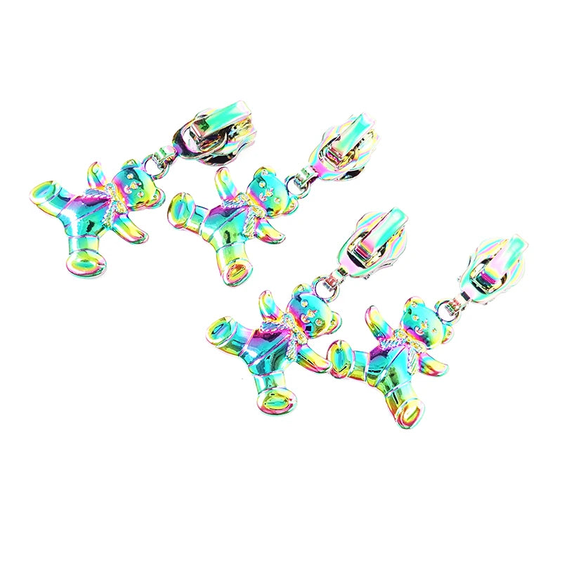 Hot Sale Custom Rainbow Bear Zipper Slider Metal Zipper Pull With Lock Hole