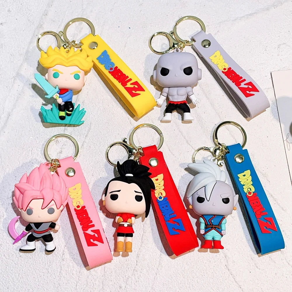2024 New 57 Styles Cartoon 3D Anime Key Chains Rings 3d Dragon Balls Z Super Pvc Goku Vegeta Cell Majin Buu  Rubber Keychain