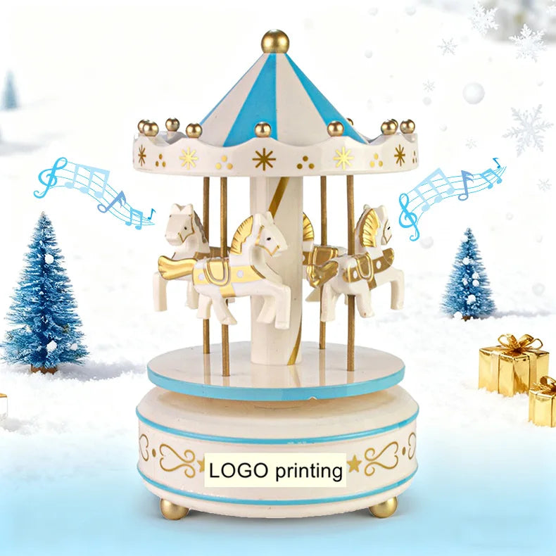 Wholesale Beautiful Merry Go Round Music Box Big Size Musical Box with Mic for Singing Festive Decor