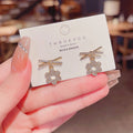 S925 Silver Needle Korean Fashion Shiny Zircon Bow Stud Earrings Female Design Earrings Women's Ear Jewelry