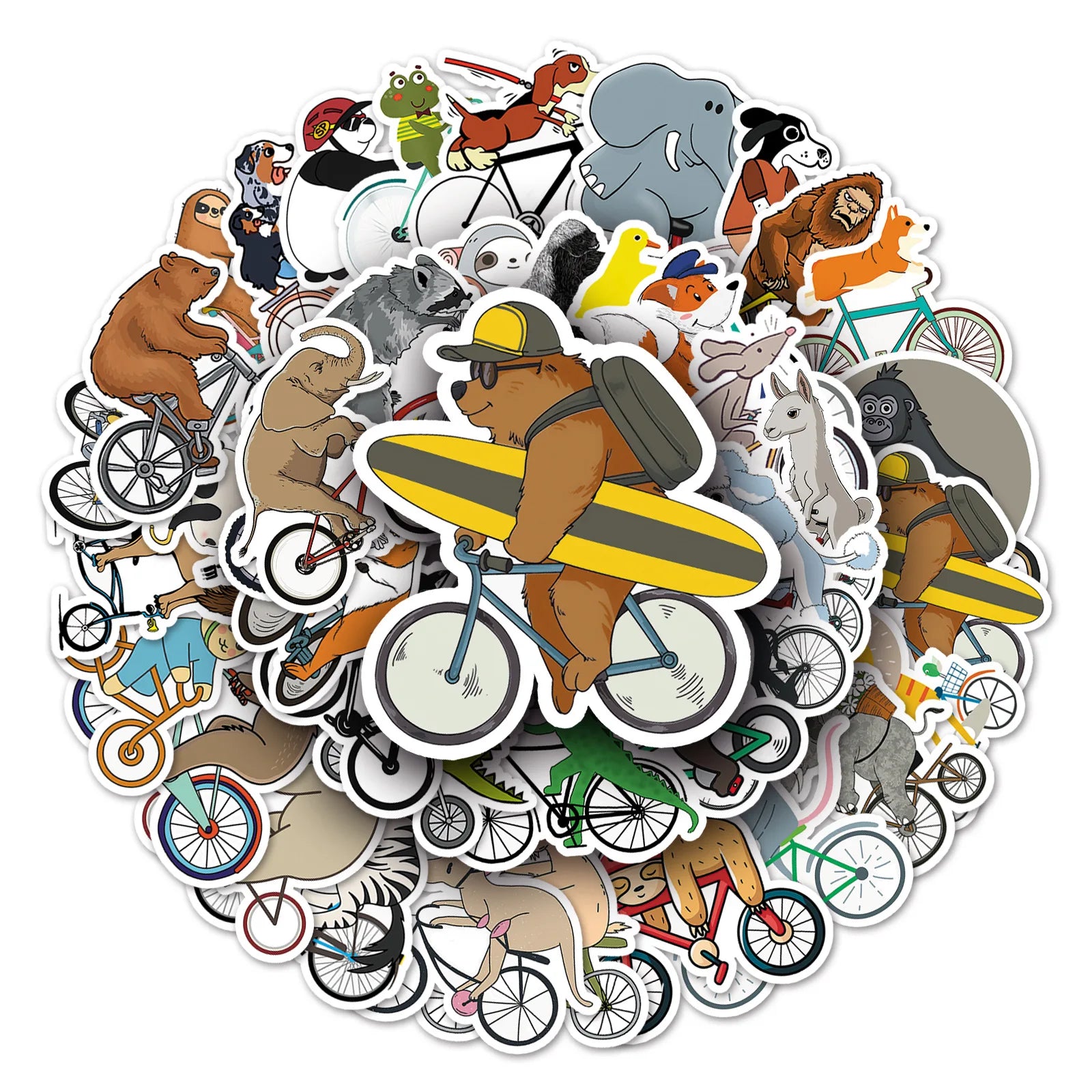 50PCS Creative nursery decoration kids gift funny cute animals cartoon bike sticker
