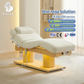 Hot Sale Natural Wood Color Base Electric Facial Bed Golden Beauty Salon Furniture Spa Hotel Chinese Design Style Beauty Shop MegaBDM