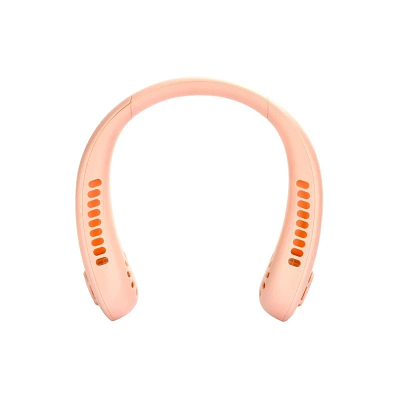 2023 Hands Free Mini Portable Usb Rechargeable Leafless Hanging Neck Fan Outdoor Sports Lazy Hanging Neck Band Portable Fans