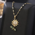 Collares De Girasoles Inlaid Zircon Stainless Steel Necklace Sunflower Necklaces for Girlfriend Woman