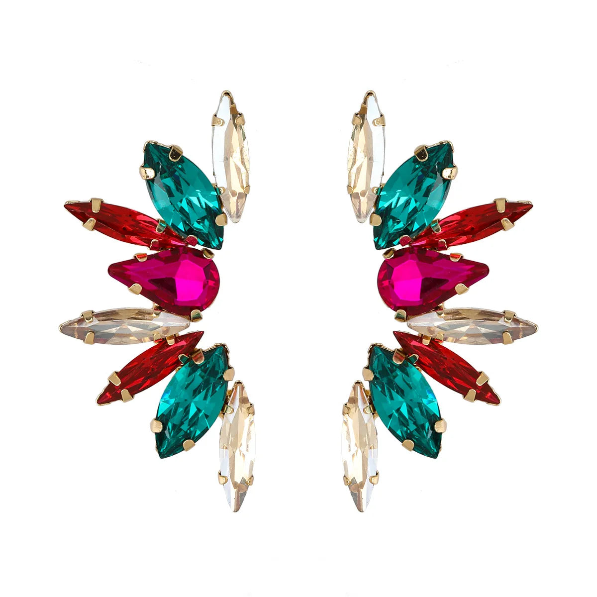 Wholesale 2021 Hot Sell Colorful wings Earring Crystal Stone Stud Ear Jewelry for Women