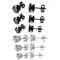 Fashion Jewelry Crown Women Classic Shining Zircon Small Stud Earrings Silver Black Color Ears Stud for Men Crystal Earrings
